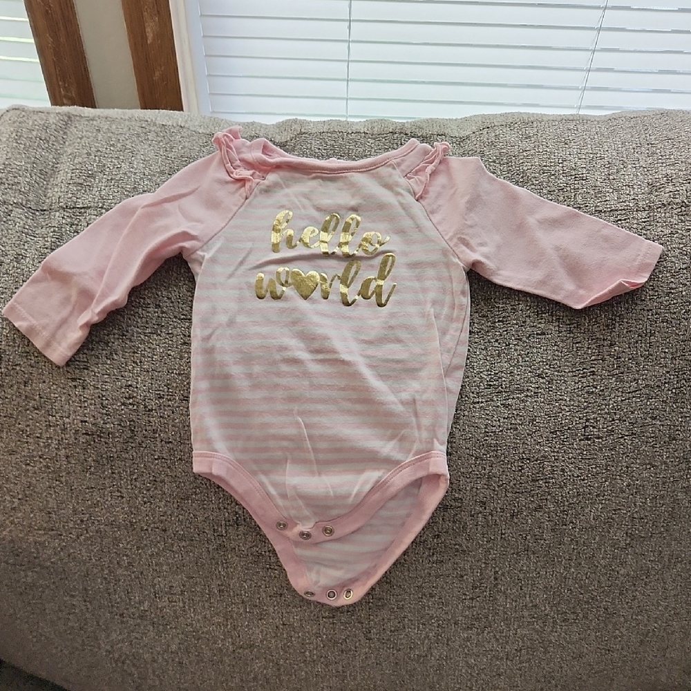 Carter's Pink and Gold 'Hello World' Bodysuit